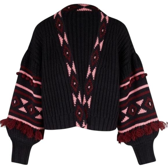 NWT Sachin + Babi Landon Knit - Black Burgundy Peony Cardagin – Sz XL - Picture 7 of 14